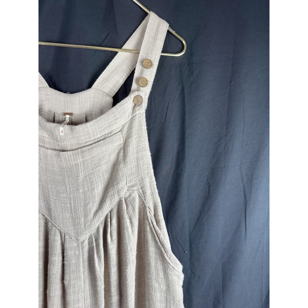 Free People Jumpsuit Sz XS Tan 100% Cotton Sun Drenched Overalls Boho Resort - Picture 5 of 9